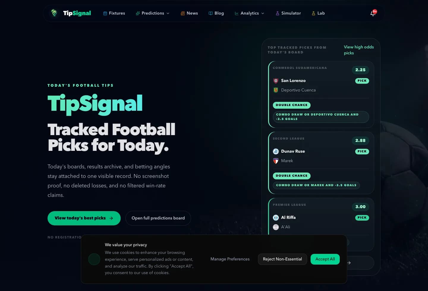 TipSignal homepage preview