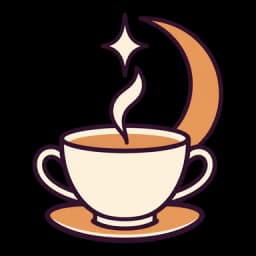 The Dreaming Cafe moon and coffee cup logo
