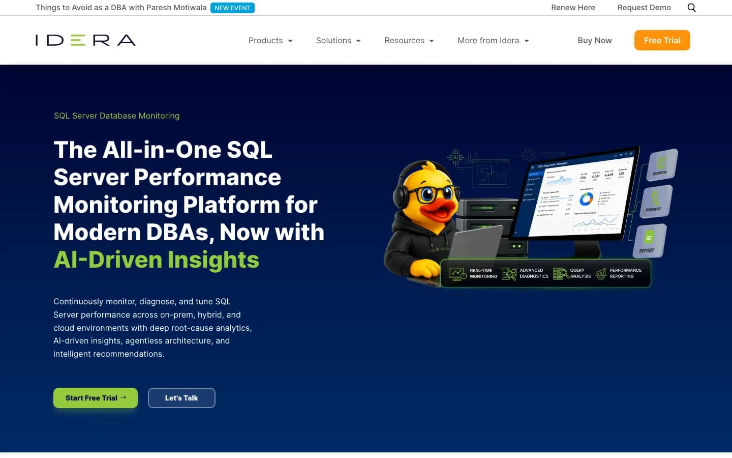 IDERA SQL Diagnostic Manager product page