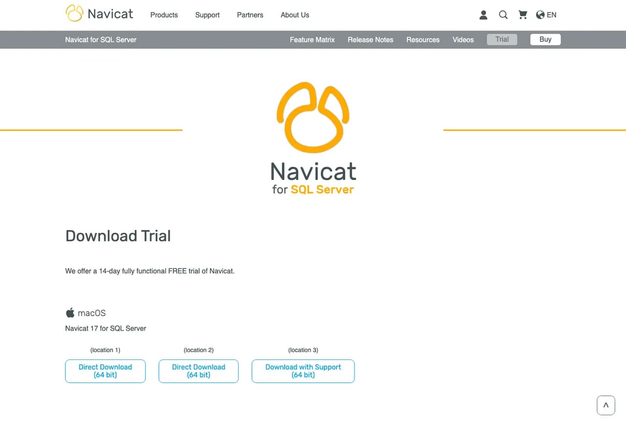Navicat for SQL Server official download page