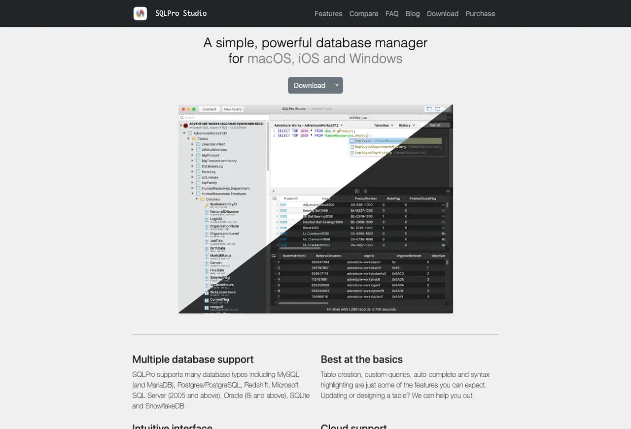SQLPro Studio official product page