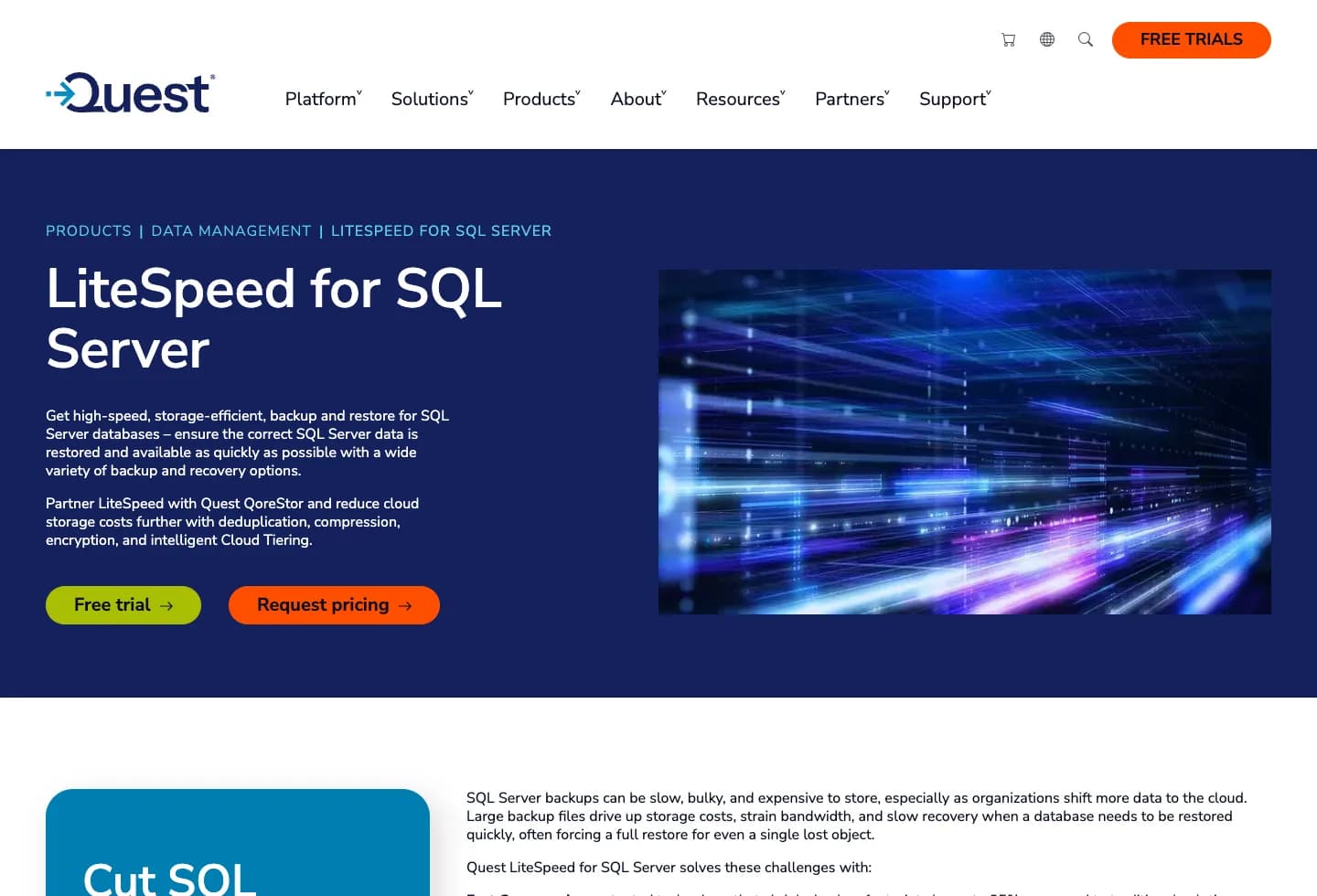 Quest LiteSpeed for SQL Server product page
