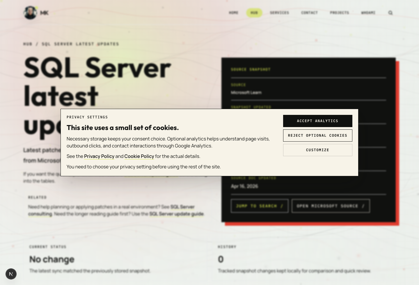 SQL Server updates tracker preview