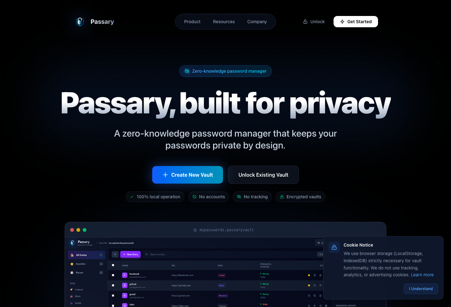 Passary homepage preview