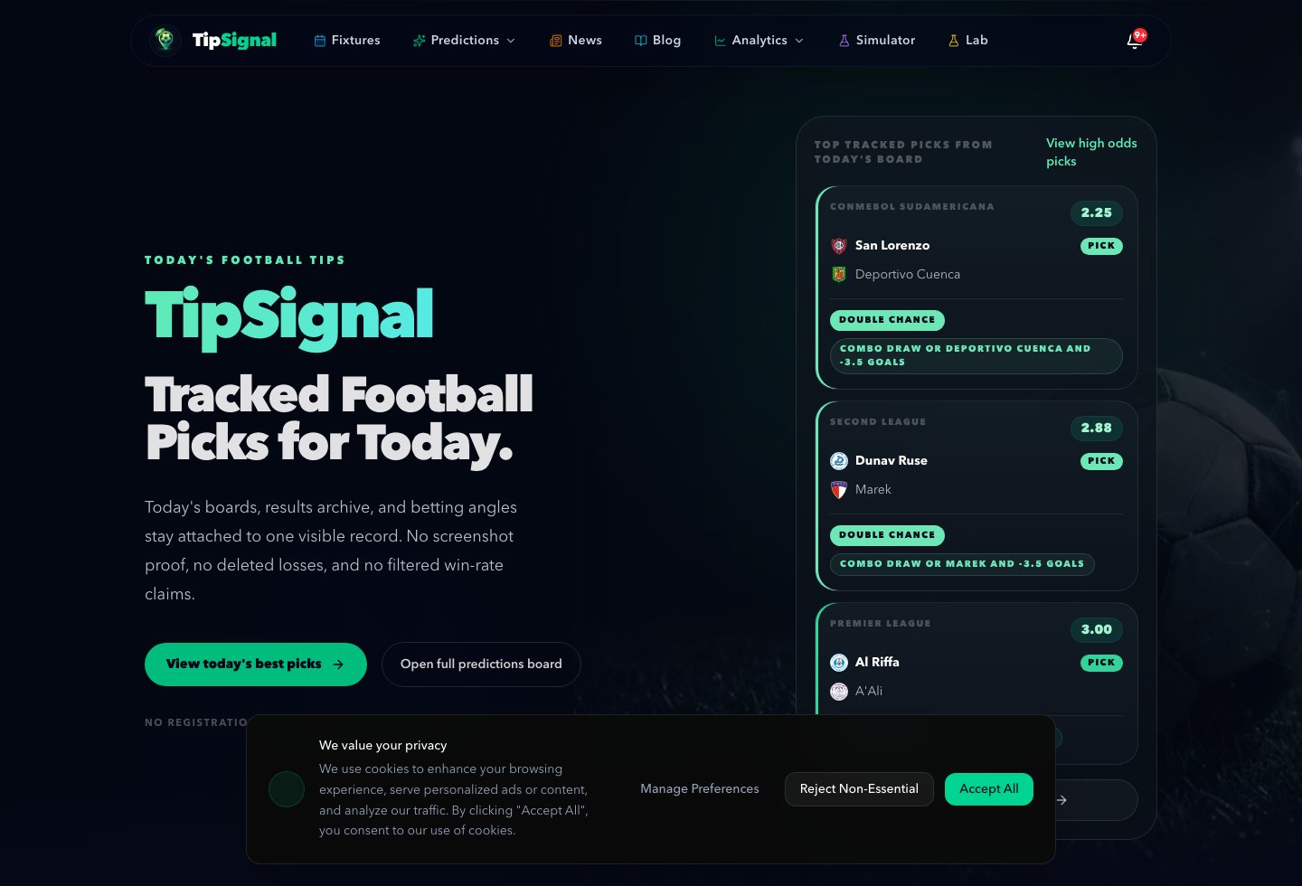 TipSignal homepage preview